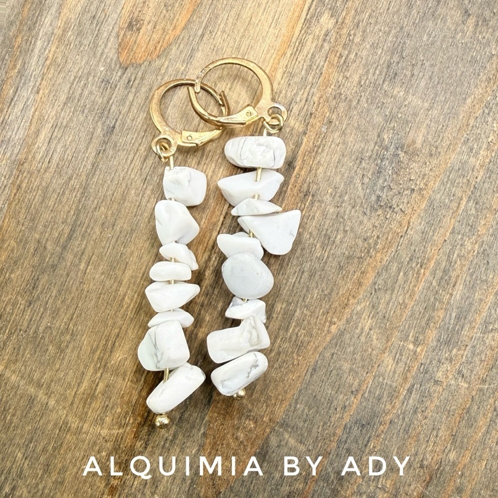 BOHO Gold and white howlite mini Hoops — Western dangles